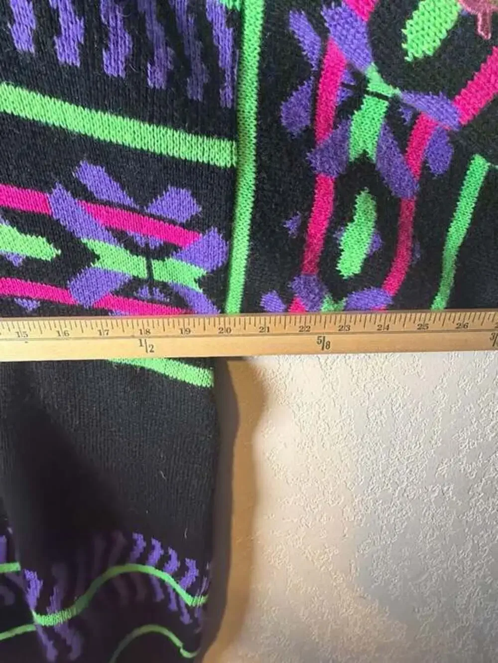 VTG Demetre‎ Mens L Ski Sweater Wool Blend Geometric Neon Abstract USA